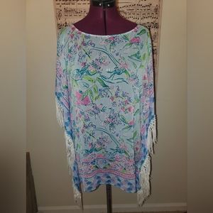 Lilly Pulitzer Ginette Bali Blue Swim This Way Cover-up S